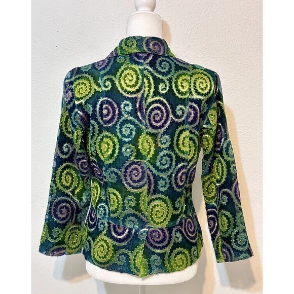 Chico's Size 0(S 4-6) Metallic Silk Embroidery Jacket Art To Wear Boho Occasion - Picture 7 of 11